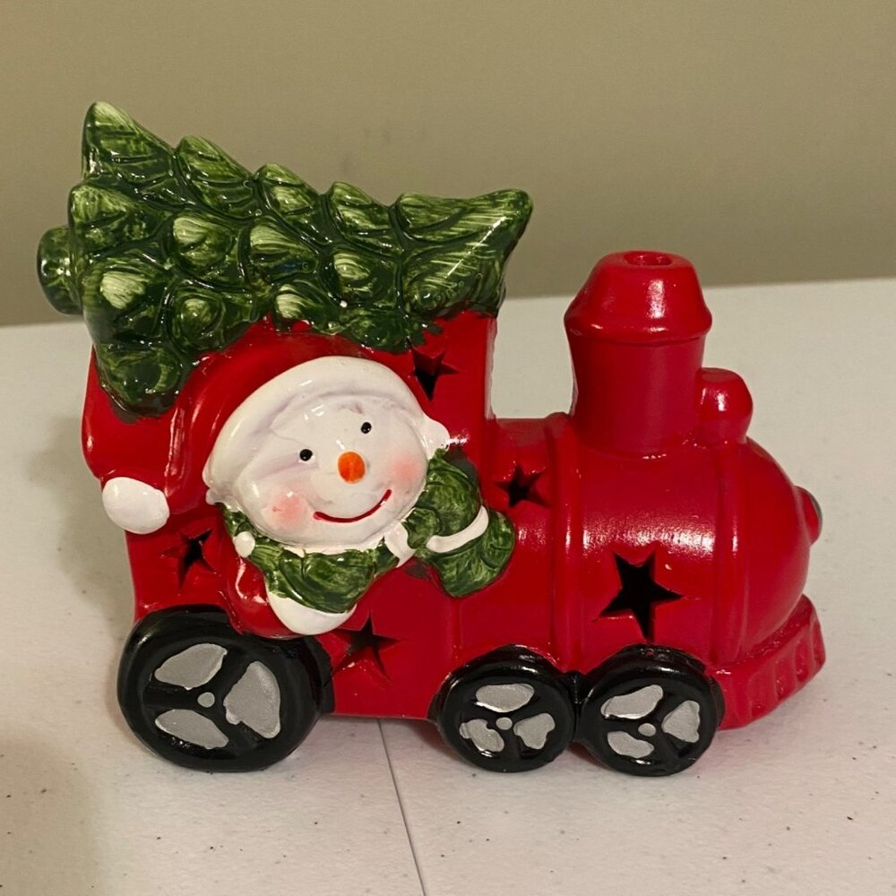 Snowman Santa Light Up Red Train Christmas Decoration Holiday Home Decor
